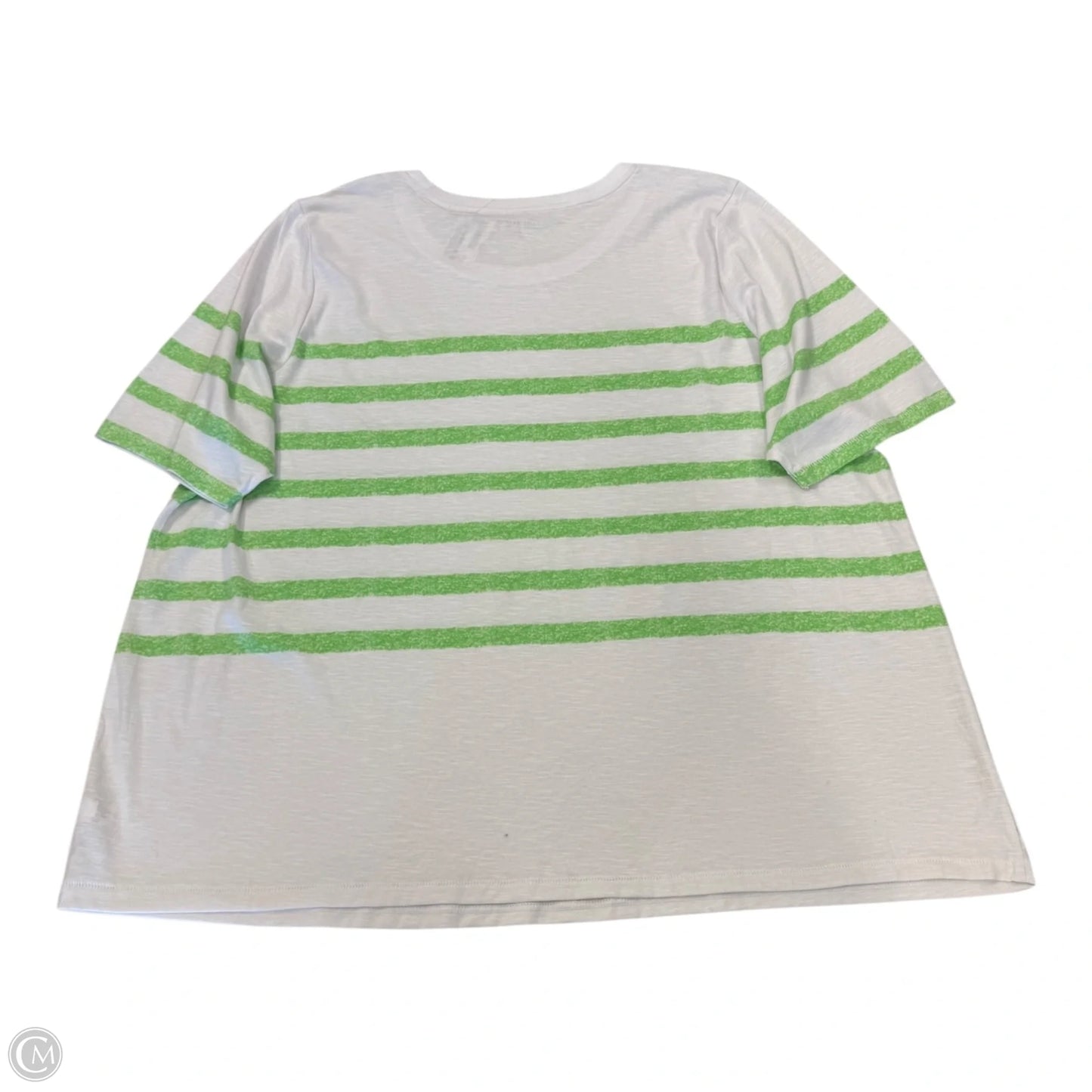 Top Short Sleeve By Lane Bryant In Green & White, Size: 22