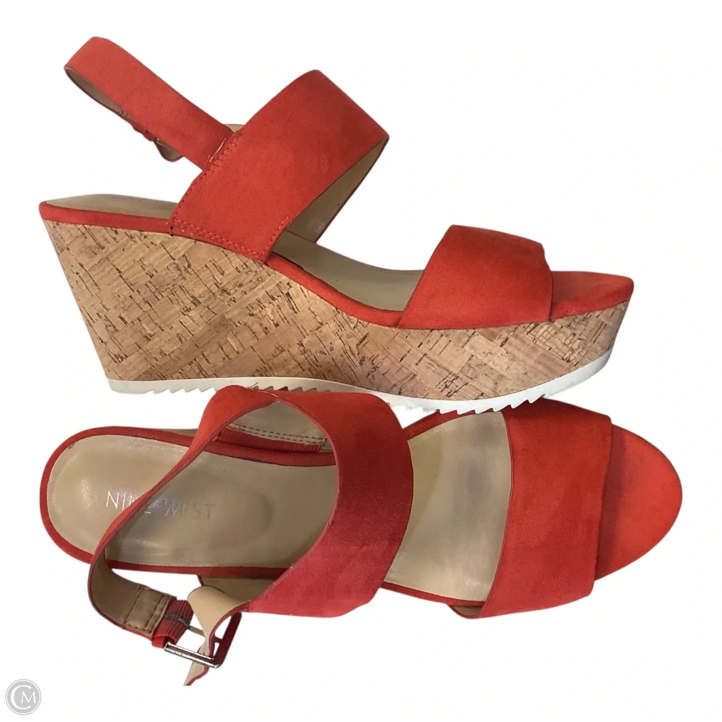 Sandals Heels Wedge By Nine West In Orange, Size: 10
