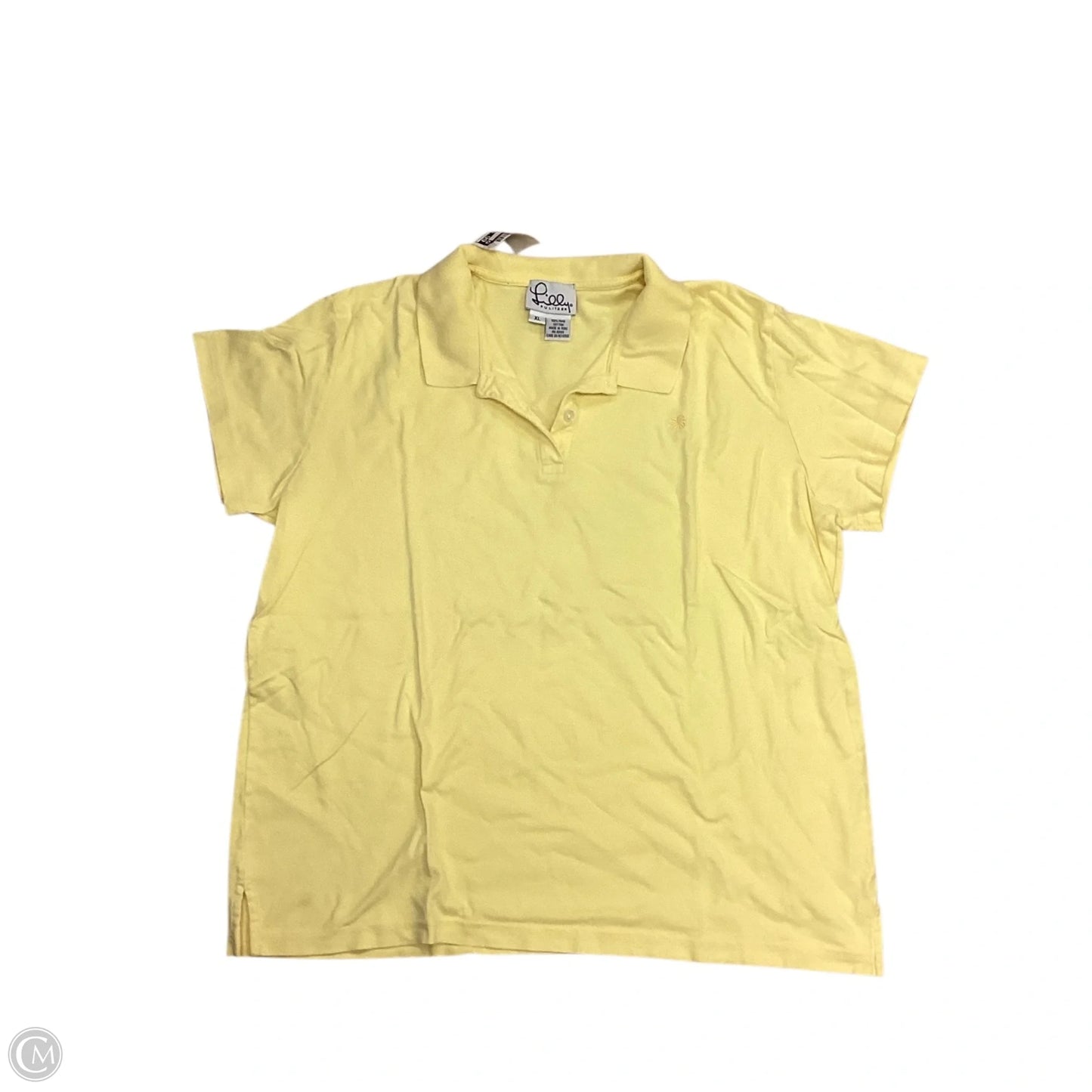 Top Short Sleeve Designer By Lilly Pulitzer In Yellow, Size: Xl