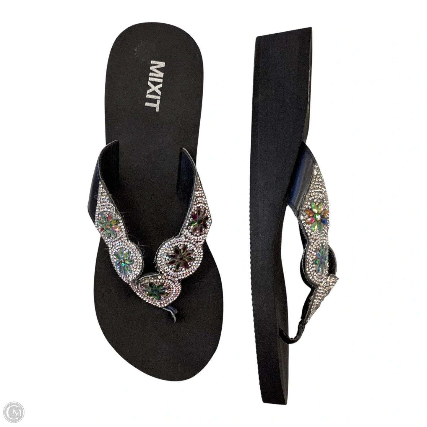 Sandals Flip Flops By Mix It In Black, Size: 8.5