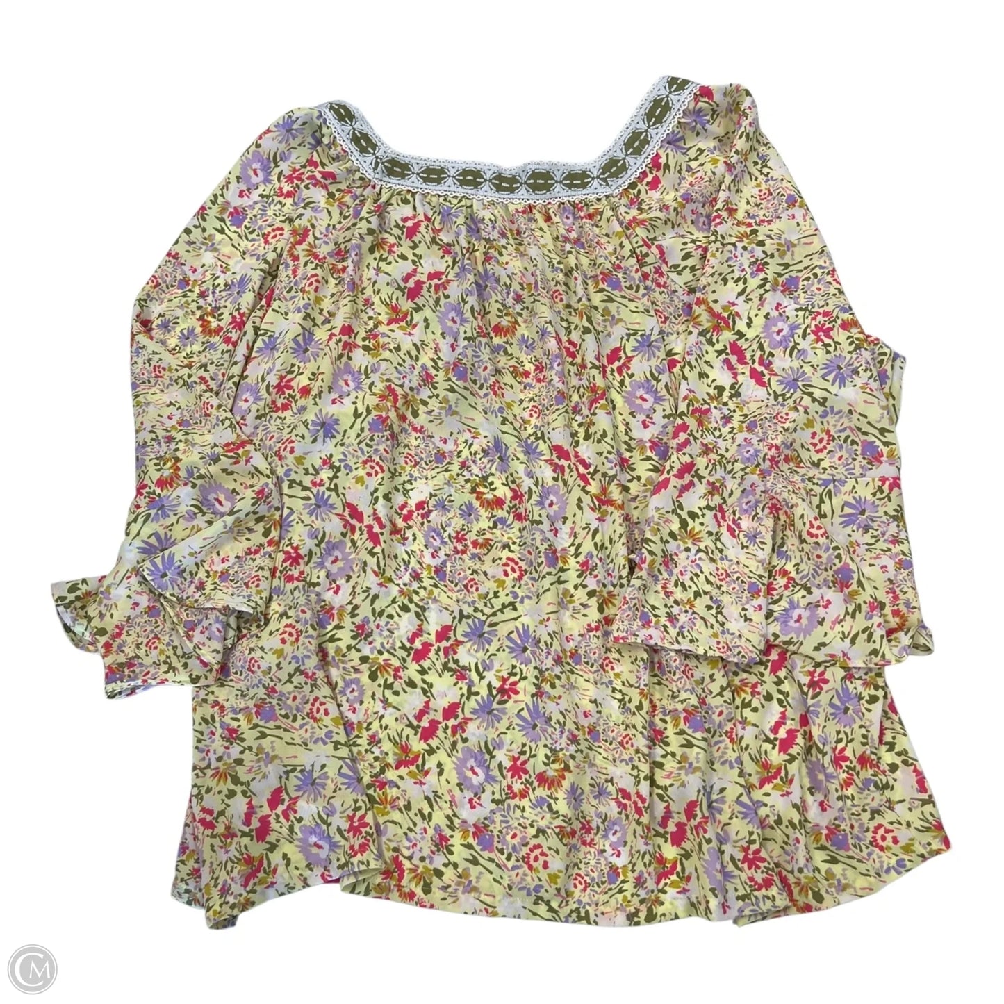 Top 3/4 Sleeve By Clothes Mentor In Yellow, Size: 3x