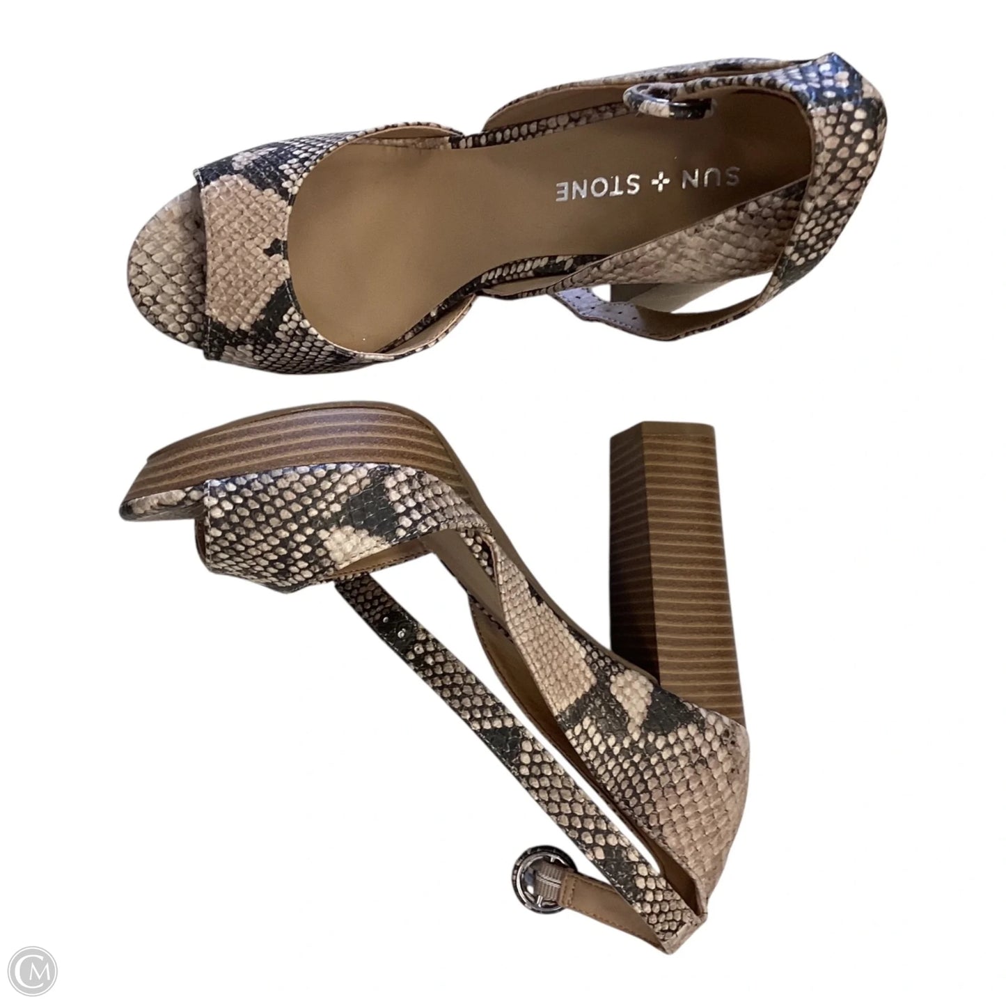 Sandals Heels Block By Clothes Mentor In Animal Print, Size: 7