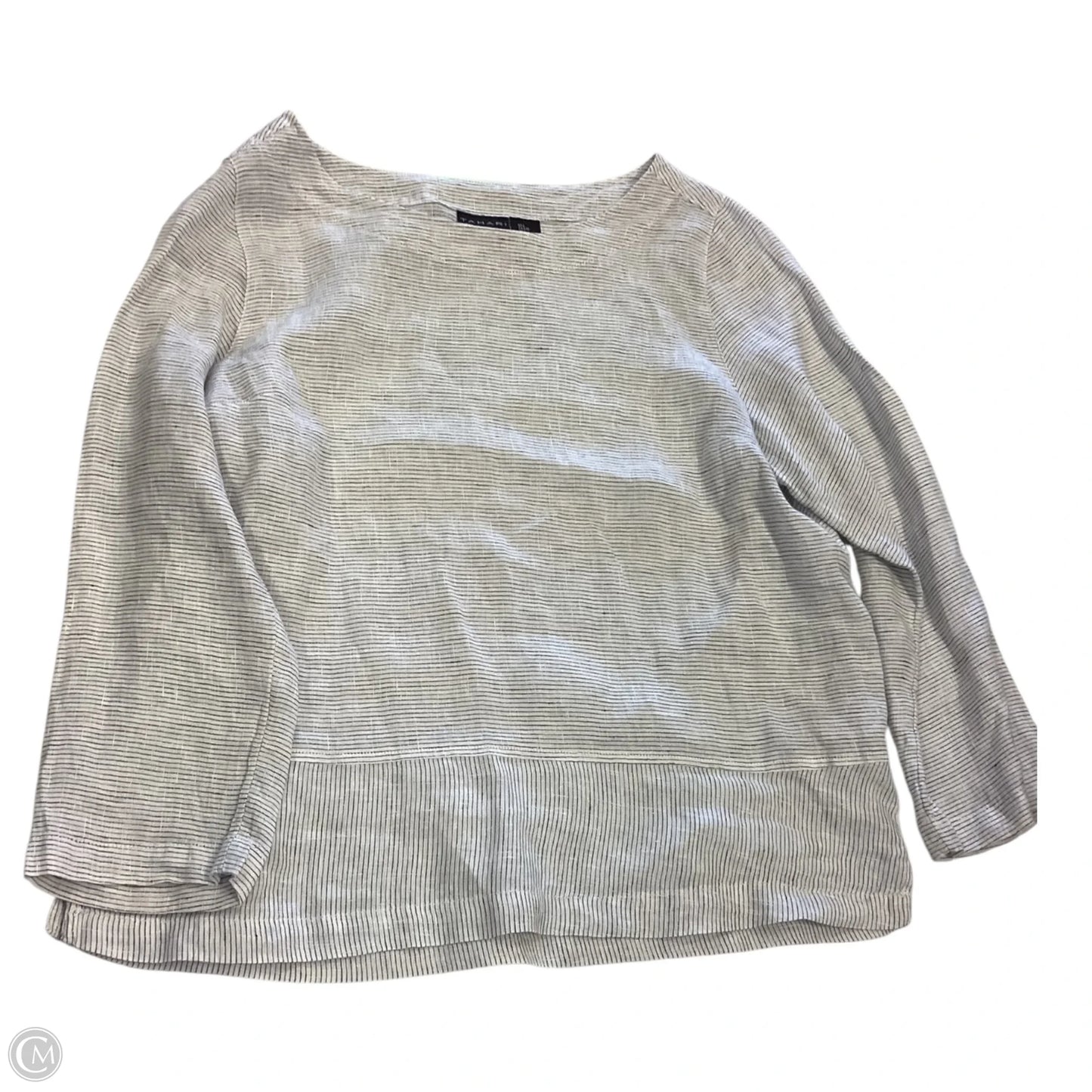 Top 3/4 Sleeve By Tahari In Striped Pattern, Size: L