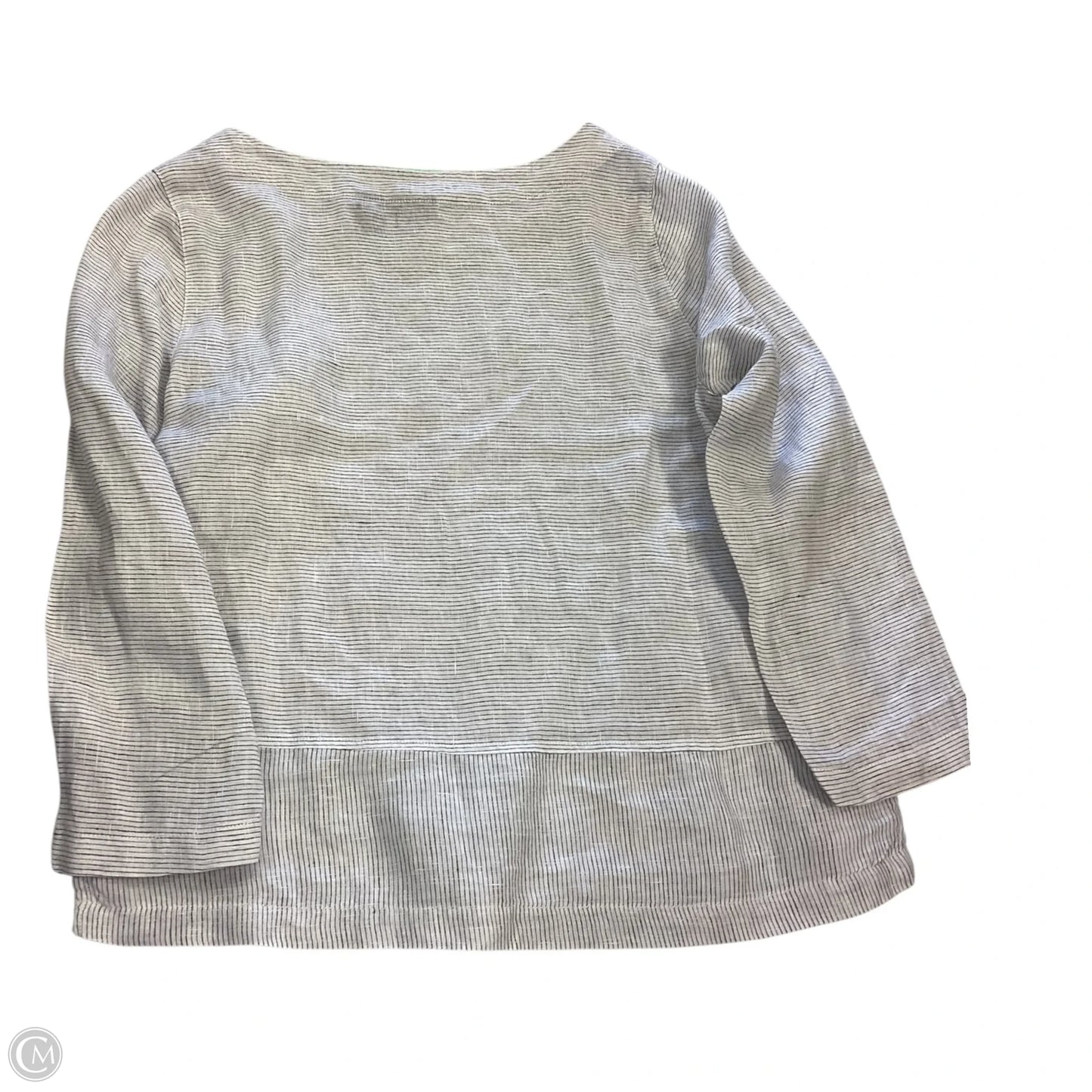 Top 3/4 Sleeve By Tahari In Striped Pattern, Size: L