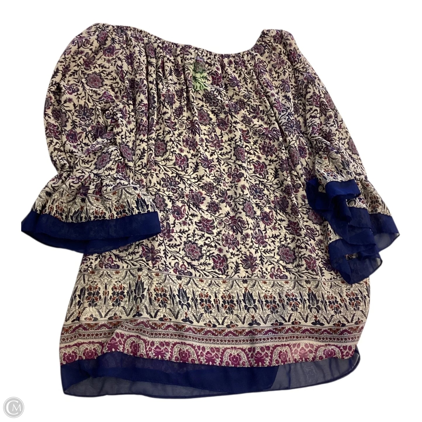 Top 3/4 Sleeve By Clothes Mentor In Purple & Tan, Size: M