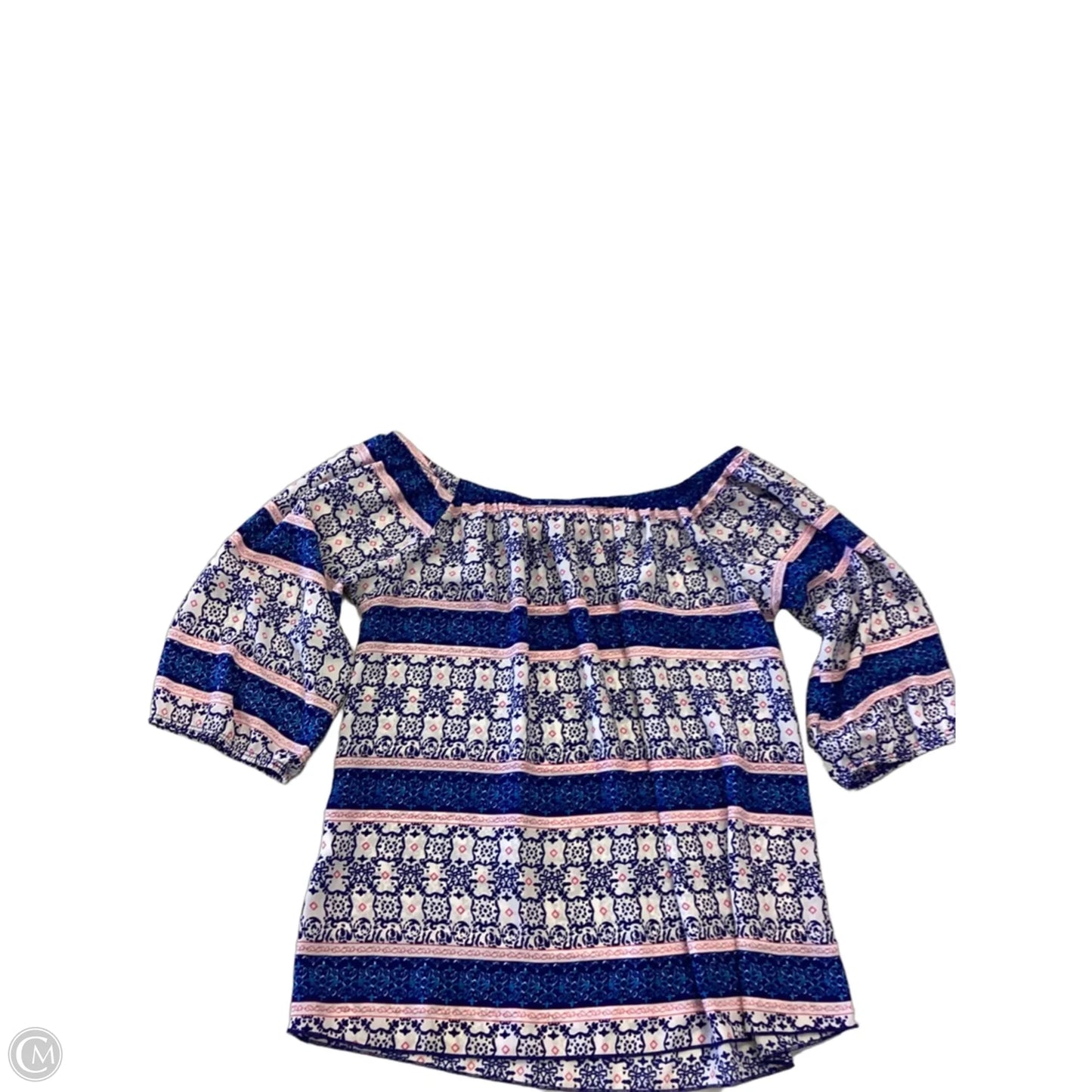 Top 3/4 Sleeve By Agaci In Blue, Size: L