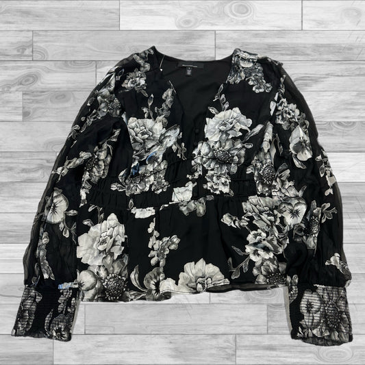 Top Long Sleeve By White House Black Market In Black & Silver, Size: L