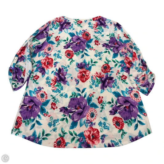 Top 3/4 Sleeve By Clothes Mentor In Floral Print, Size: L