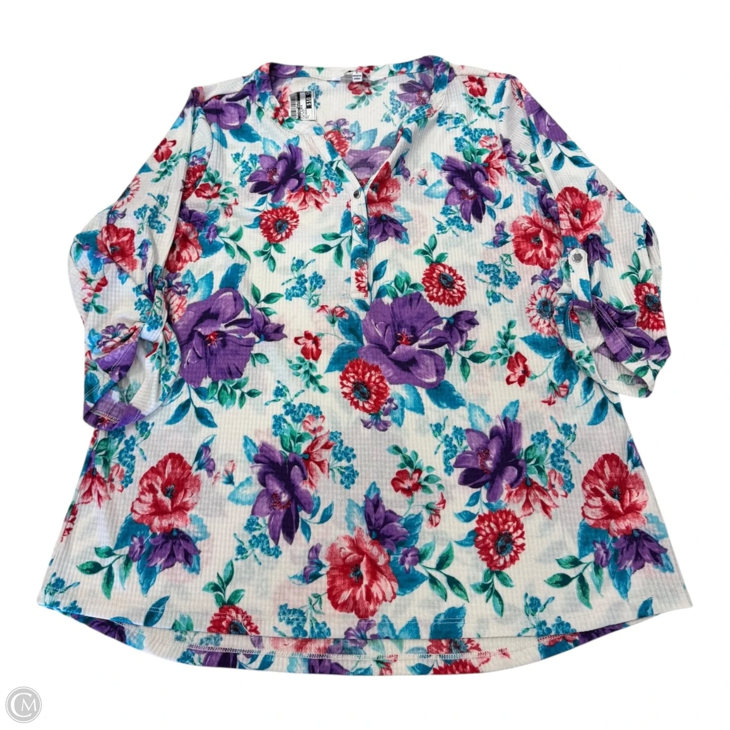 Top 3/4 Sleeve By Clothes Mentor In Floral Print, Size: L