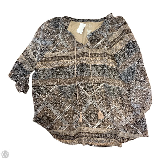 Top Long Sleeve By St Johns Bay In Brown, Size: 2x