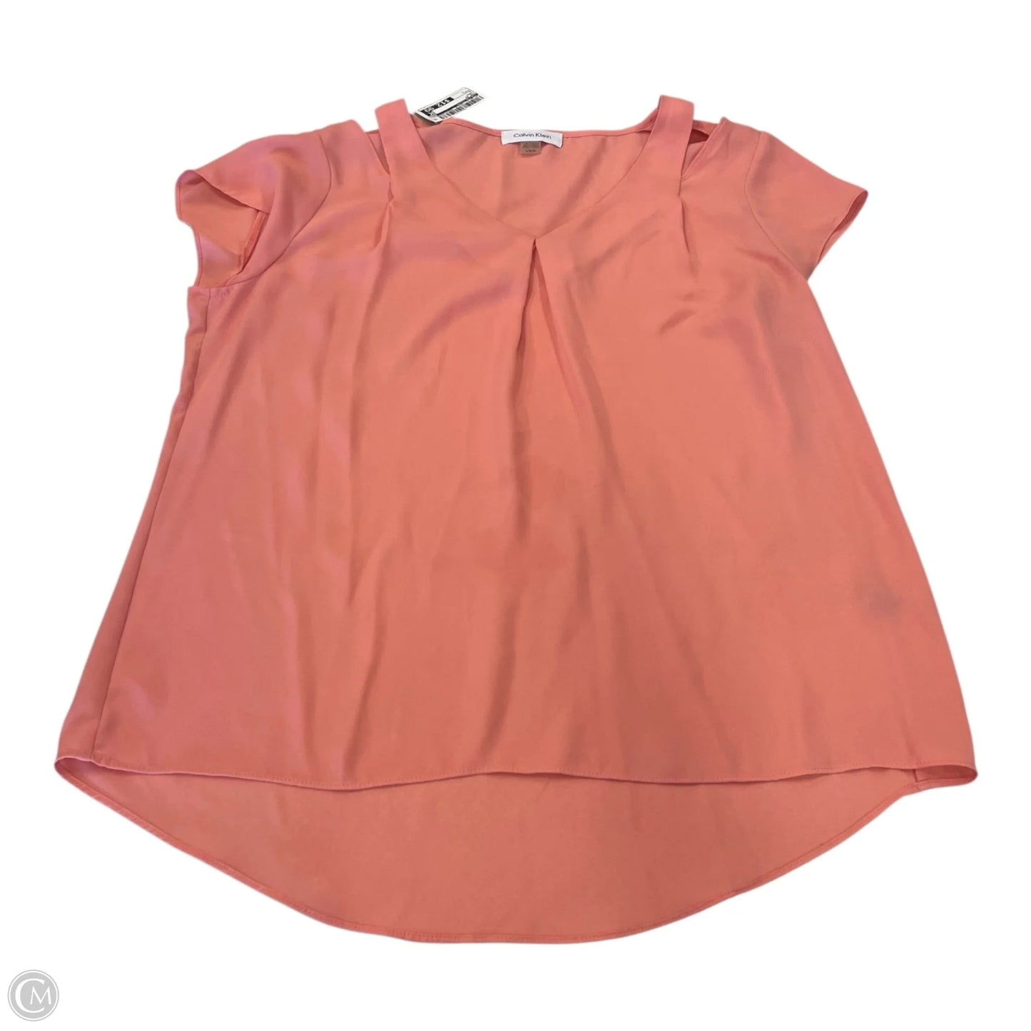 Top Short Sleeve By Calvin Klein In Coral, Size: L