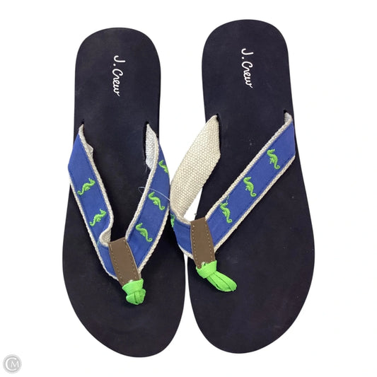 Sandals Flip Flops By J. Crew In Blue & Green, Size: 8