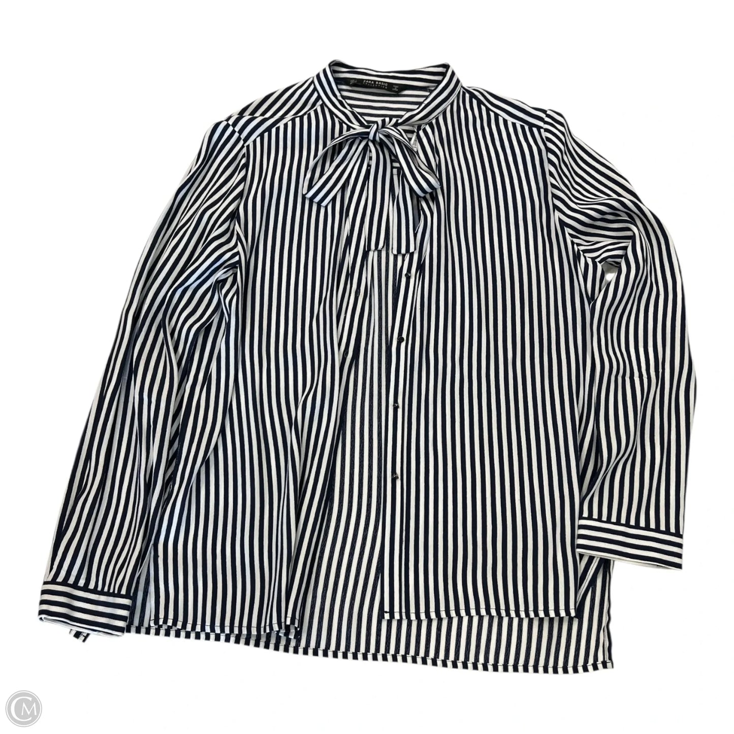 Top Long Sleeve By Zara In Striped Pattern, Size: L