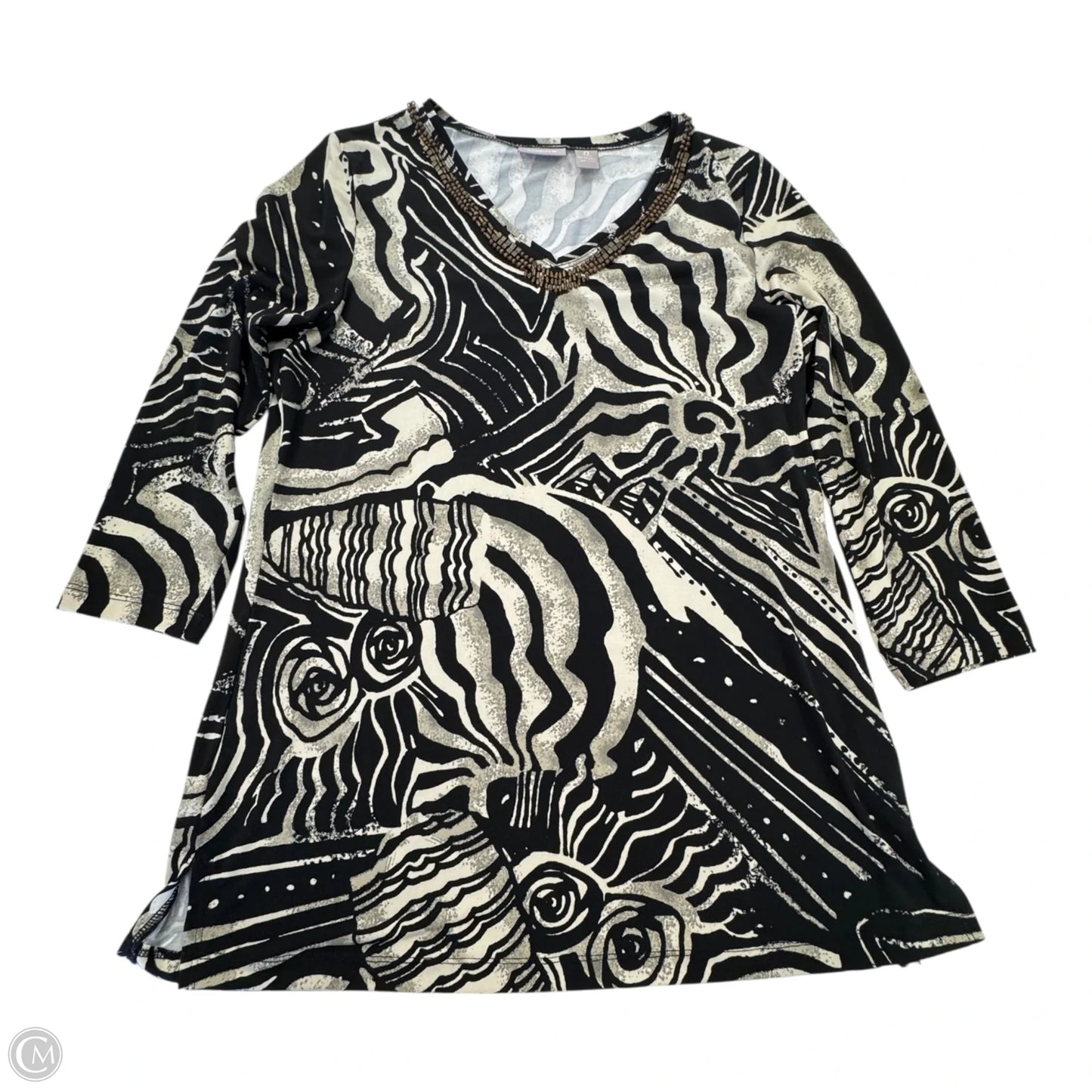 Top Long Sleeve By Chicos In Black & Grey, Size: S