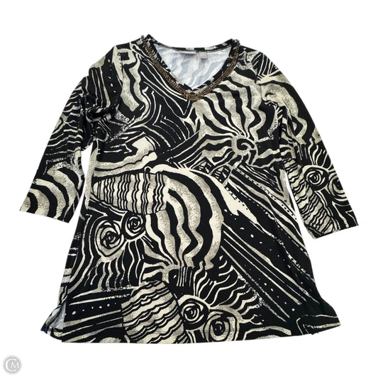 Top Long Sleeve By Chicos In Black & Grey, Size: S