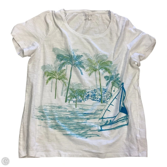 Top Short Sleeve Basic By Talbots In Tropical Print, Size: Mp