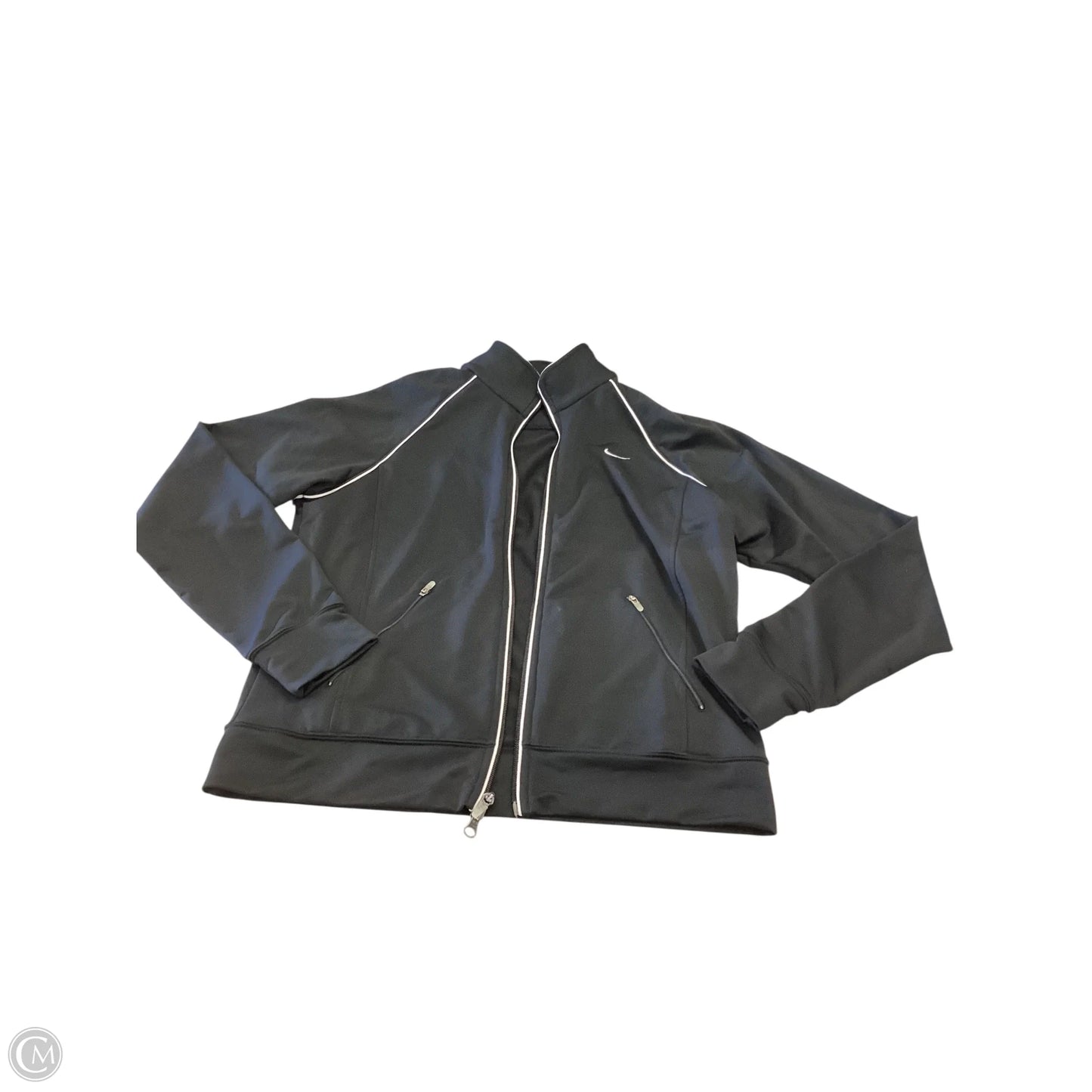 Athletic Top Long Sleeve Collar By Nike Apparel In Black, Size: M