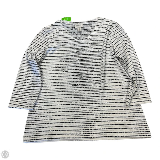 Top Long Sleeve By Chicos In Black & White, Size: M