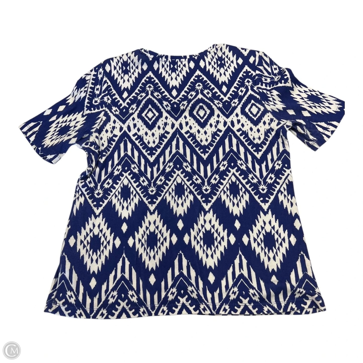 Top Short Sleeve Basic By Chicos In Blue & White, Size: M