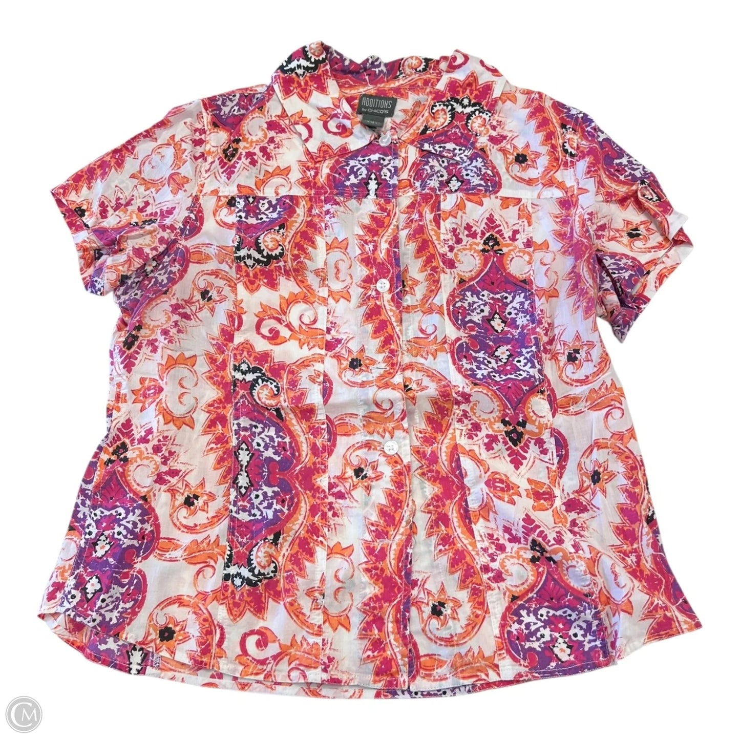 Top Short Sleeve By Chicos In Multi-colored, Size: M