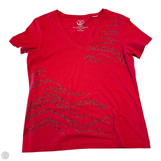 Top Short Sleeve Basic By Chicos In Red, Size: M