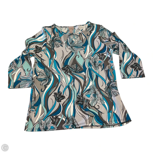 Top Long Sleeve By Chicos In Blue & Grey, Size: M