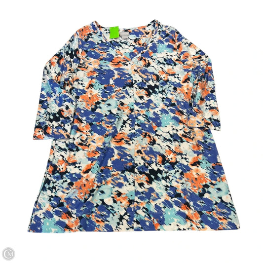 Top Long Sleeve By Chicos In Blue & Orange, Size: M
