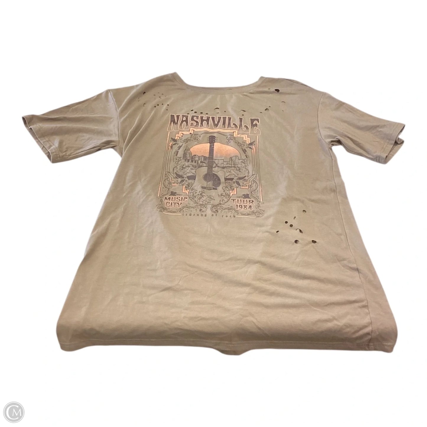 Top Short Sleeve Basic By Clothes Mentor In Brown, Size: 2x