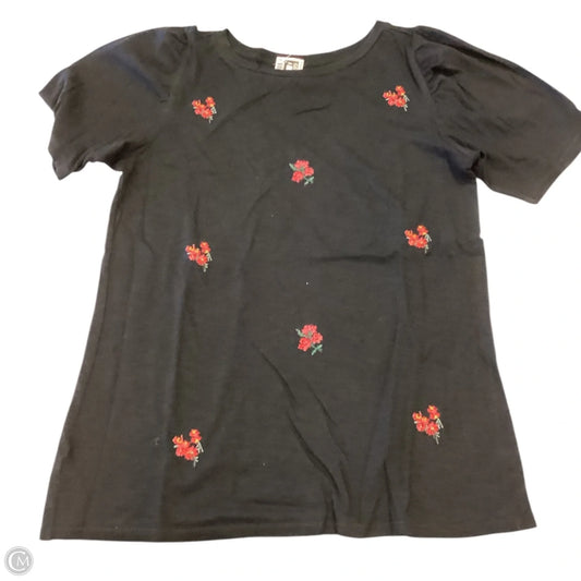 Top Short Sleeve Basic By Loft In Black & Red, Size: Xs