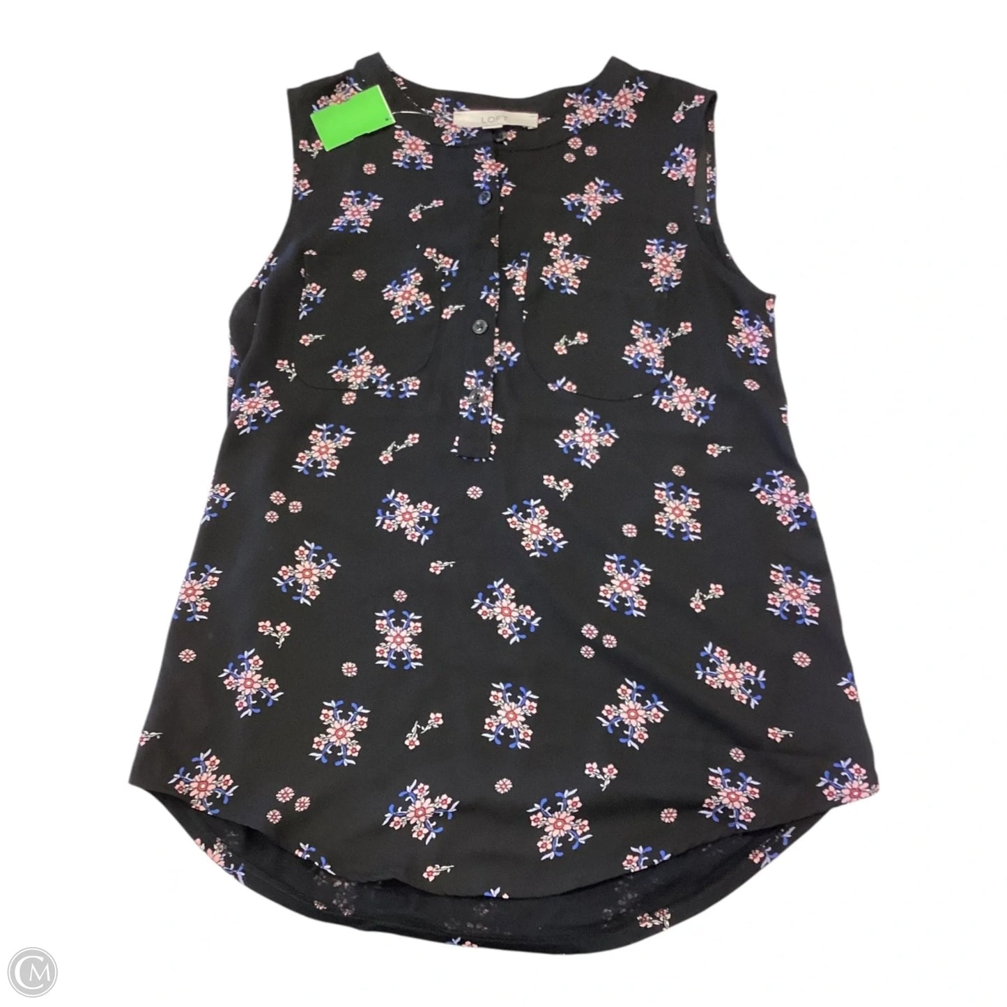 Top Sleeveless By Loft In Black & Pink, Size: Xs