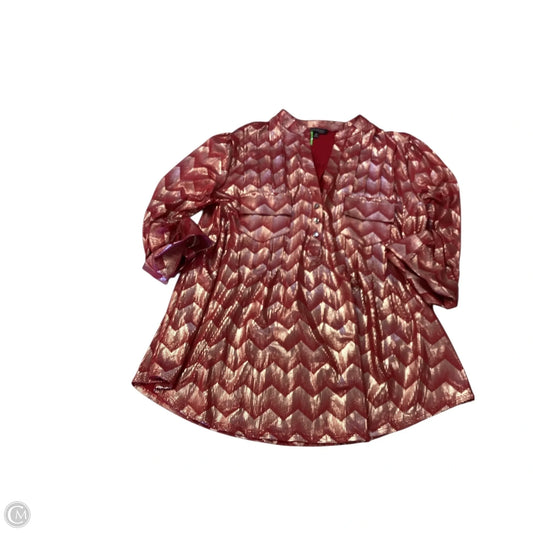 Top Long Sleeve By Clothes Mentor In Gold & Red, Size: 1x
