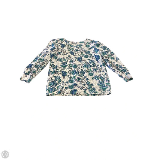 Top Long Sleeve By Loft In Green & White, Size: S