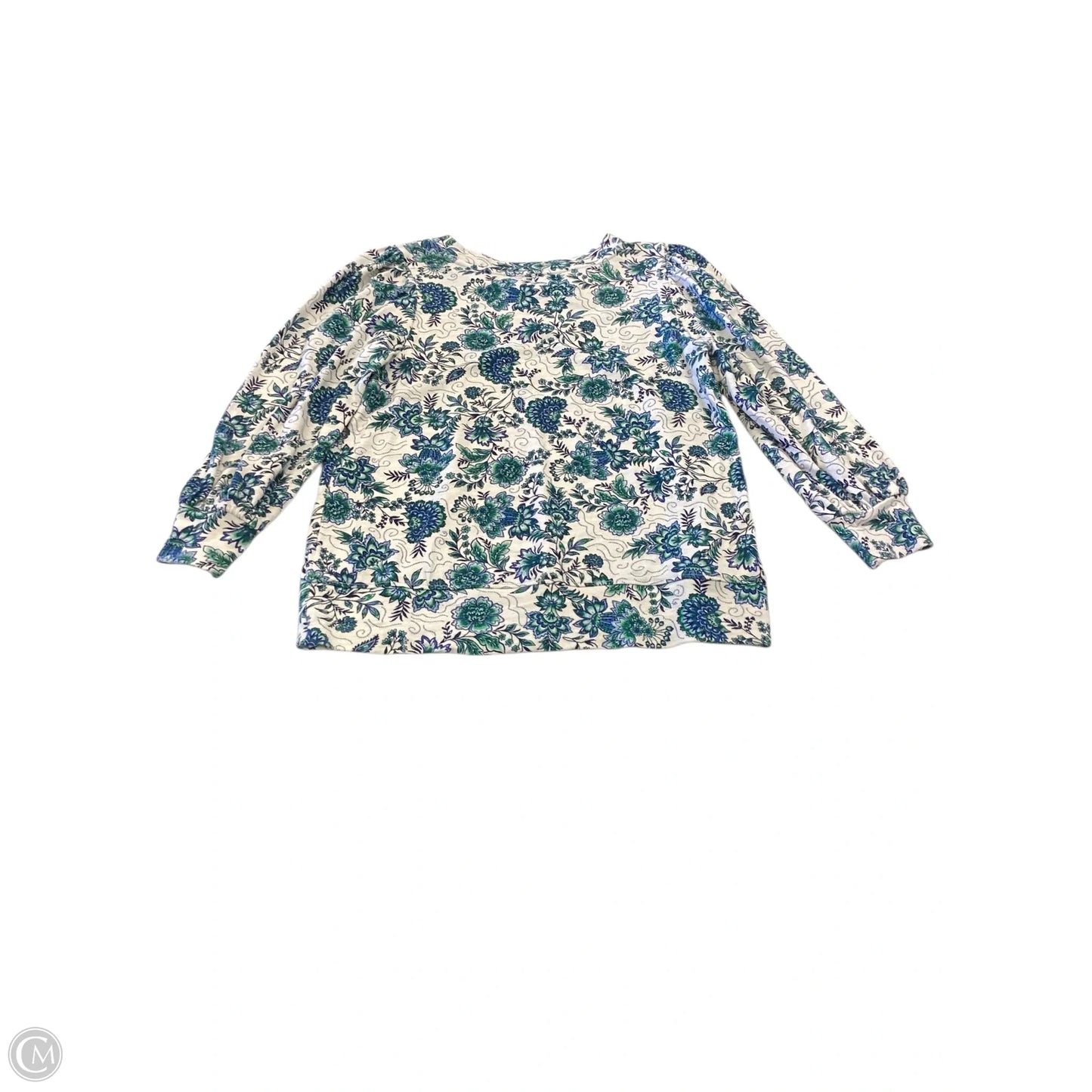 Top Long Sleeve By Loft In Green & White, Size: S