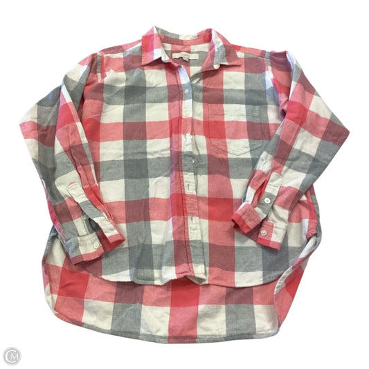 Top Long Sleeve By Loft In Pink & White, Size: S