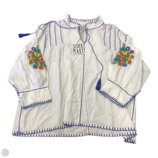 Top Long Sleeve By Clothes Mentor In Blue & White, Size: L