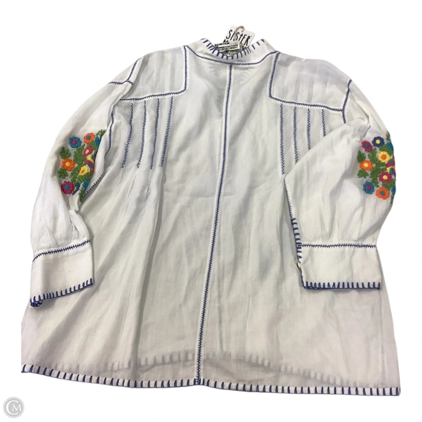 Top Long Sleeve By Clothes Mentor In Blue & White, Size: L