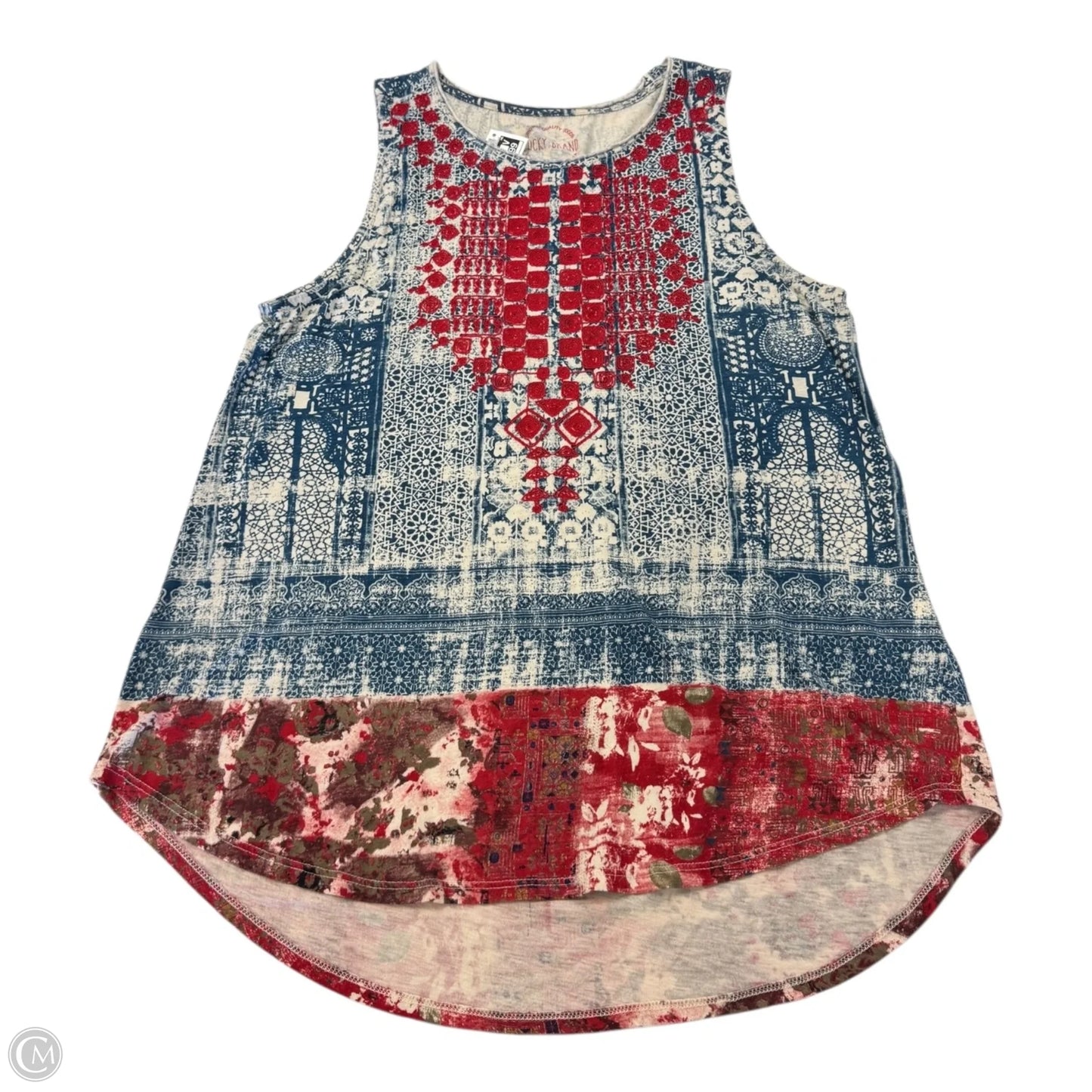 Top Sleeveless By Lucky Brand In Blue & Red & White, Size: Xl
