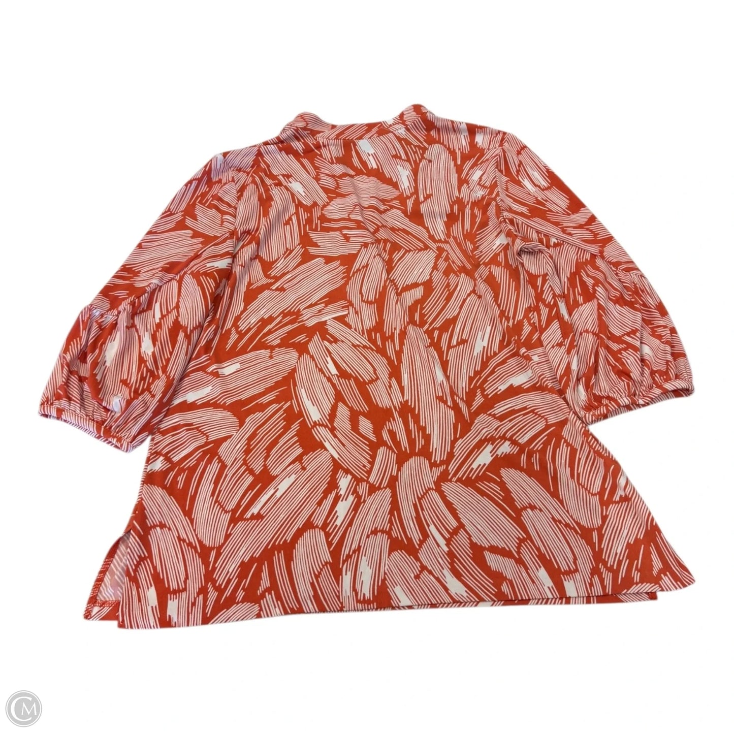 Top Long Sleeve By Banana Republic In Orange & White, Size: Xl