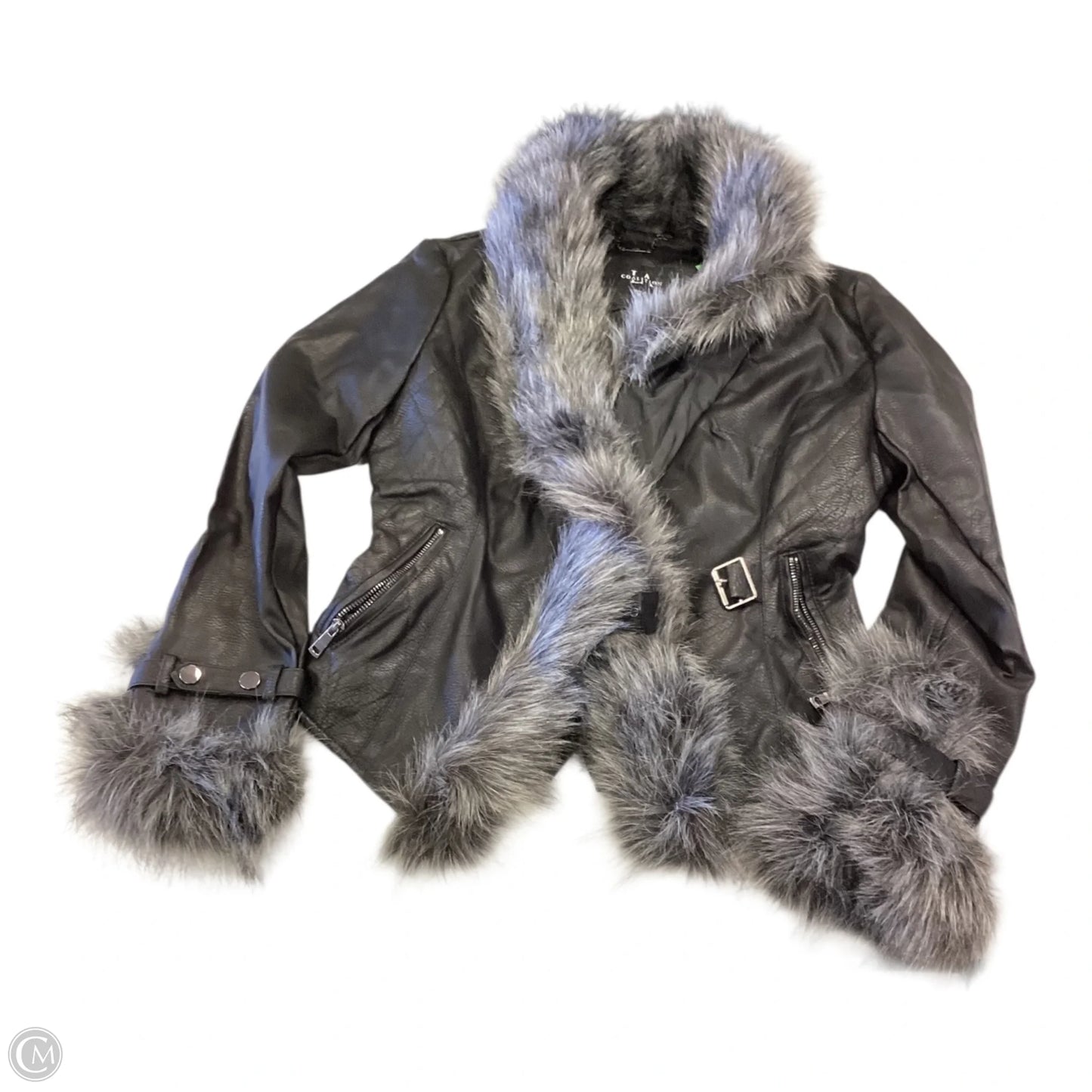 Jacket Faux Fur & Sherpa By Clothes Mentor In Black, Size: S