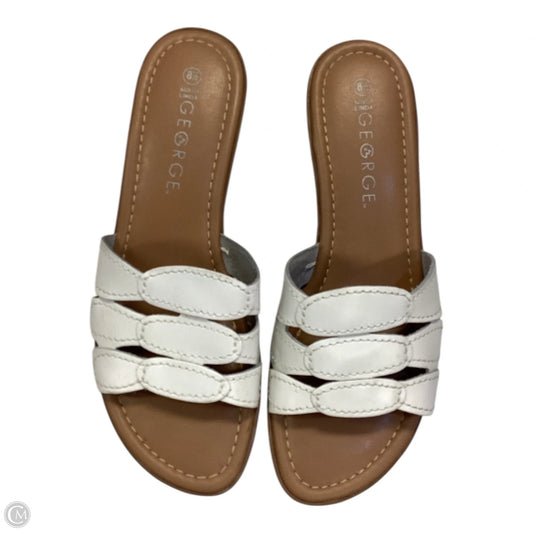 Sandals Heels Block By George In White, Size: 8.5