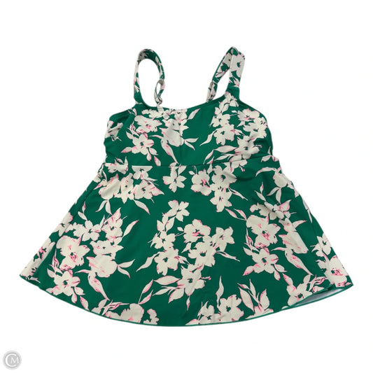 Swimsuit Top By Lands End In Green & White, Size: Xs