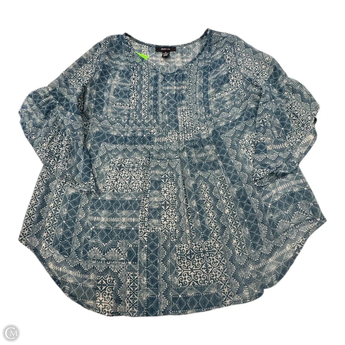 Top Short Sleeve By Style And Company In Blue & White, Size: M