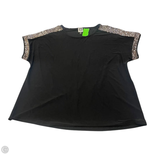Top Short Sleeve By Anne Klein In Black & Gold, Size: Xl