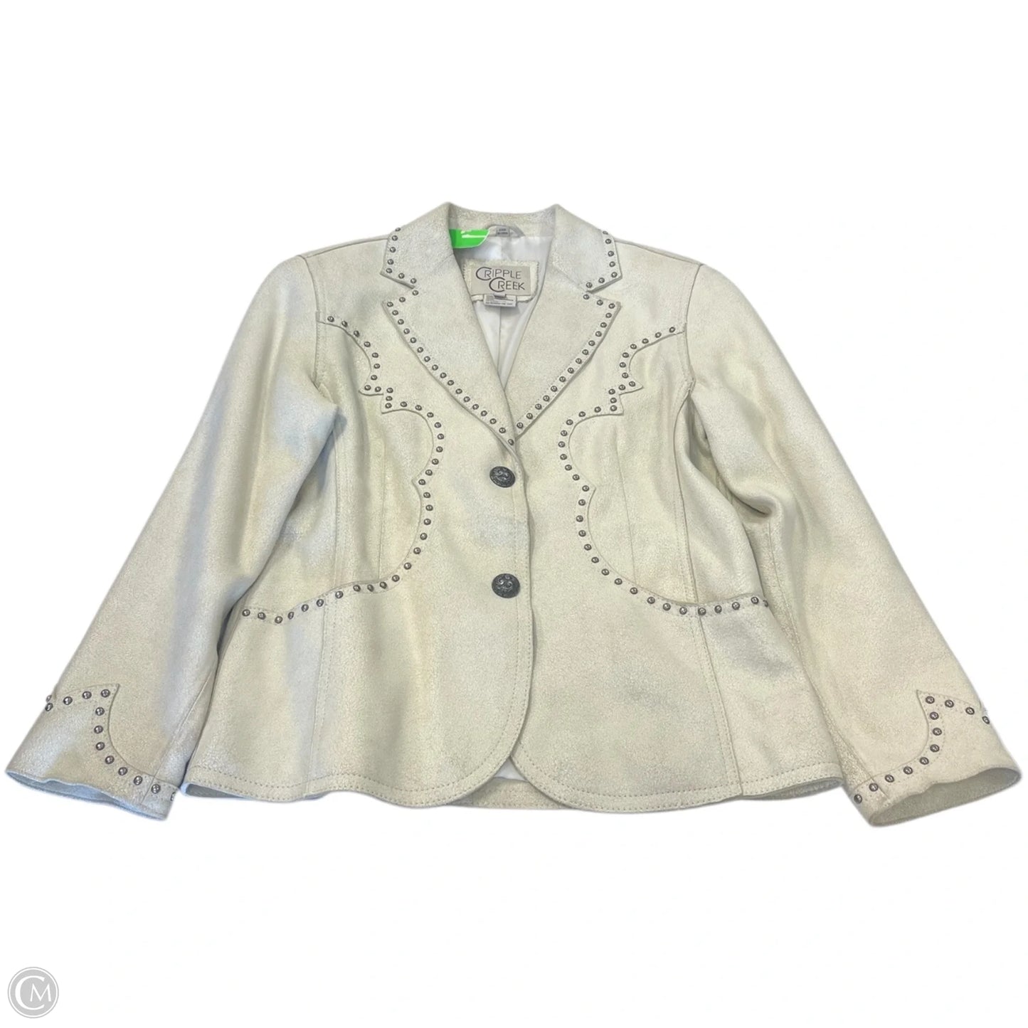 Jacket Moto Leather By Clothes Mentor In Cream, Size: M