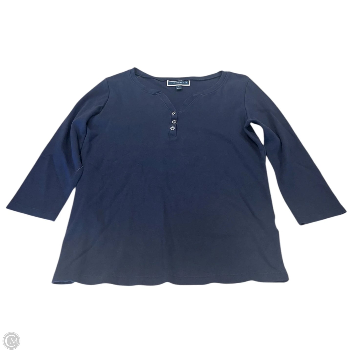 Top 3/4 Sleeve By Karen Scott In Navy, Size: M