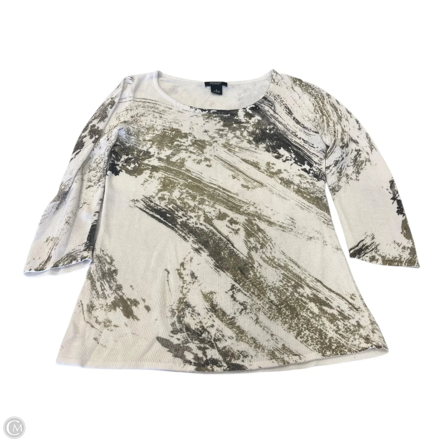 Top Long Sleeve By Peck And Peck In Brown & White, Size: M