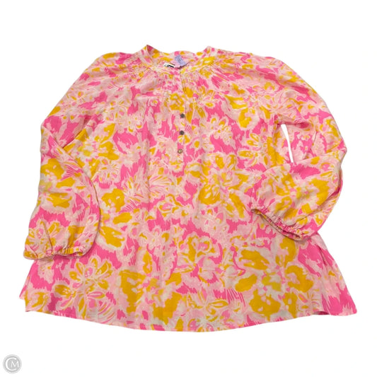 Top Long Sleeve Designer By Lilly Pulitzer In Pink & Yellow, Size: Xl