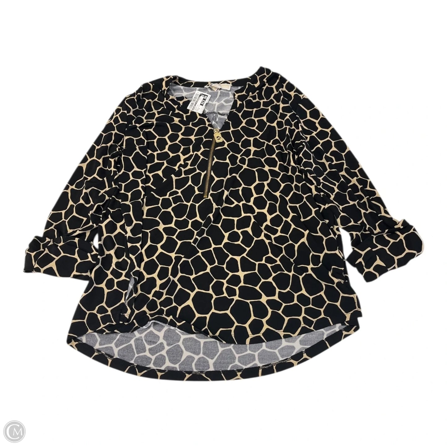 Top Long Sleeve By Michael By Michael Kors In Black & Tan, Size: Xl