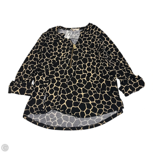 Top Long Sleeve By Michael By Michael Kors In Black & Tan, Size: Xl