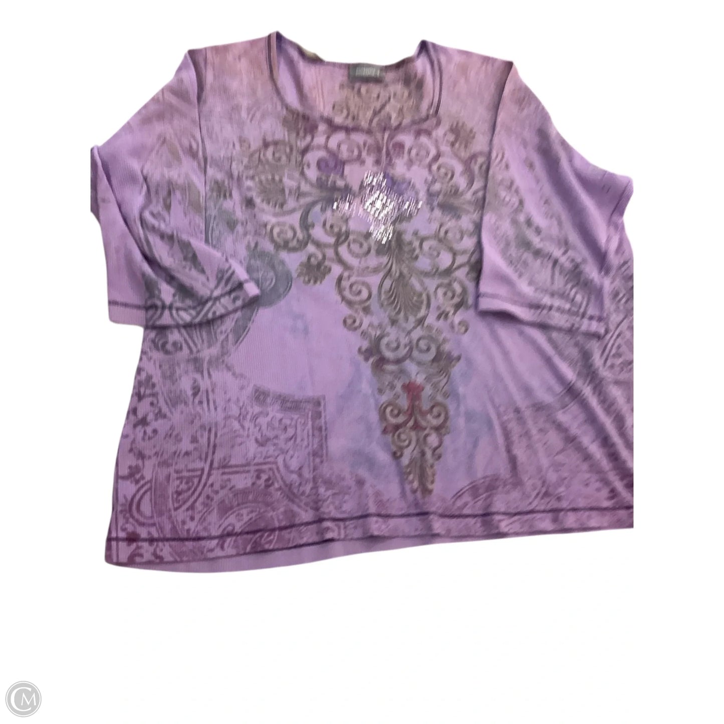 Top 3/4 Sleeve By Essentials In Purple, Size: 1x